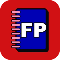 Icono de Cuaderno FP: un cuaderno verde de anillas con las letras FP