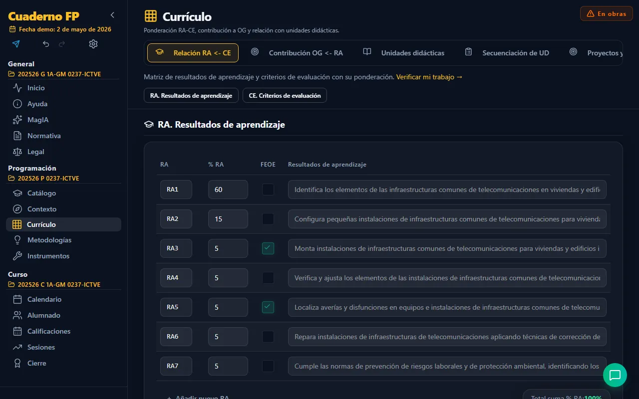 Pestaña Relación RA <- CE