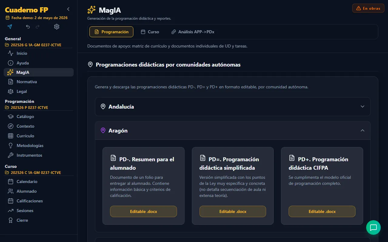 Pestaña Programación de MagIA
