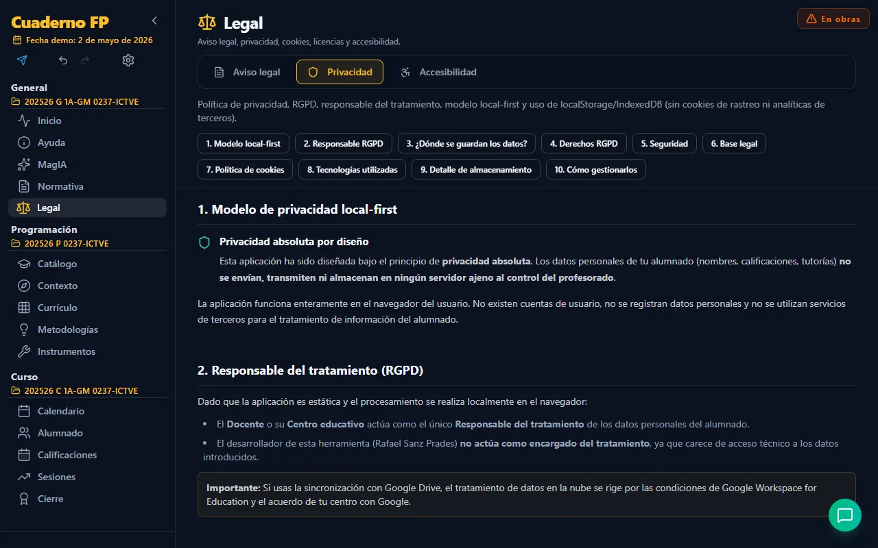 Pestaña Privacidad
