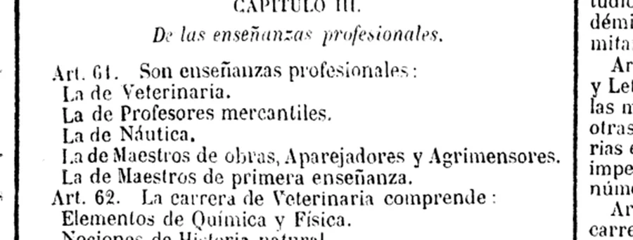 Recorte de la Gaceta de Madrid de 1857 con el artículo 61 de la Ley de Instrucción pública