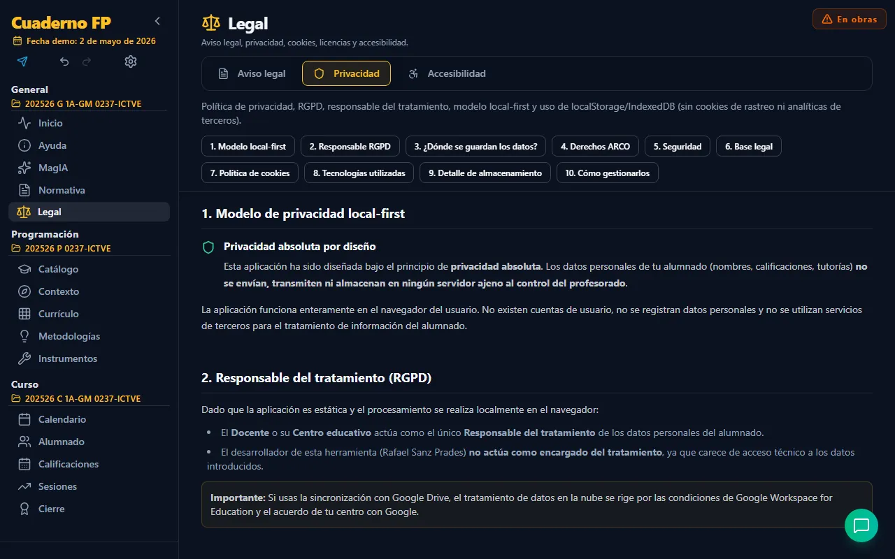 Pestaña Privacidad